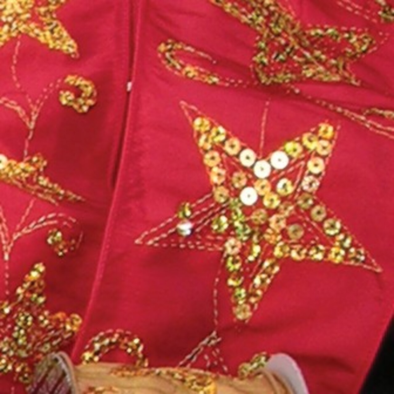 The Ribbon People Red and Gold Sequined Stars Wired Craft Ribbon 2.5" x 20 Yards